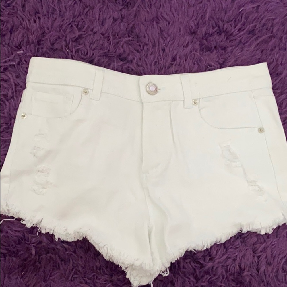 White denim shorts